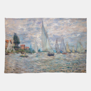 Claude Monet - Boats Regatta at Argenteuil Tea Towel