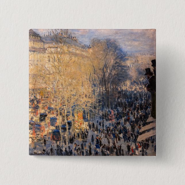 Claude Monet - Boulevard des Capucines in Paris 15 Cm Square Badge (Front)