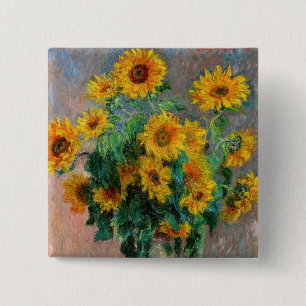 Claude Monet - Bouquet of Sunflowers 15 Cm Square Badge