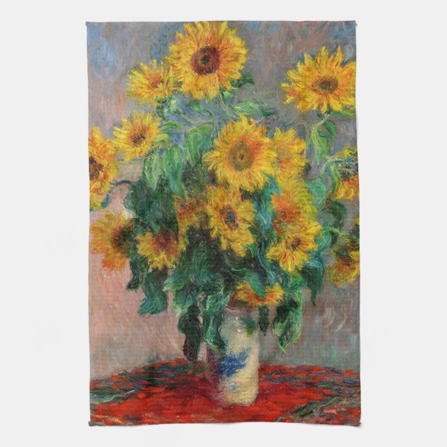Claude Monet - Bouquet of Sunflowers Tea Towel (Vertical)