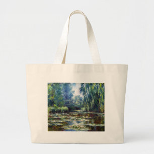 Claude Monet Bridge Over Water Lily Pond Large Tote Bag