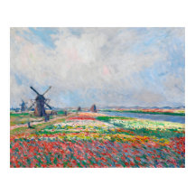 Claude Monet, Bulbfield and Windmill Near Leyden