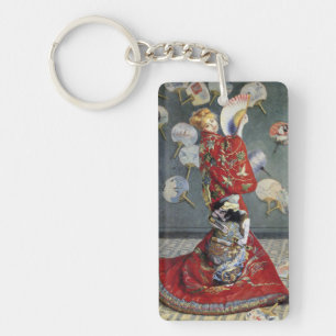 Claude Monet Camille in Red Japanese Kimono Art Key Ring