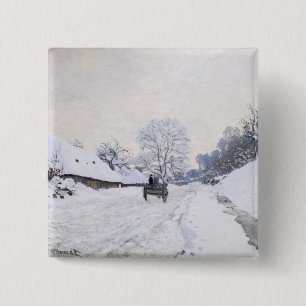 Claude Monet - Cart on the Snowy Road at Honfleur 15 Cm Square Badge