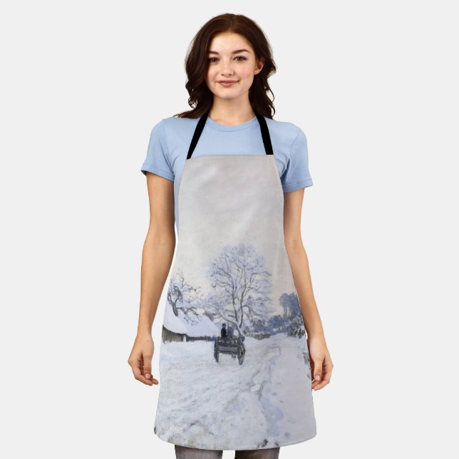 Claude Monet - Cart on the Snowy Road at Honfleur Apron (Worn)