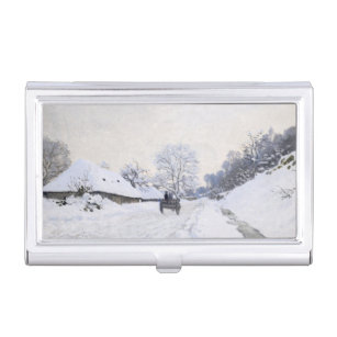 Claude Monet - Cart on the Snowy Road at Honfleur Business Card Holder