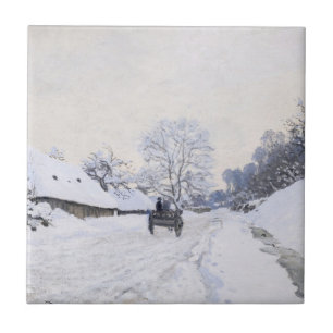 Claude Monet - Cart on the Snowy Road at Honfleur Ceramic Tile