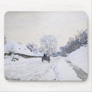 Claude Monet - Cart on the Snowy Road at Honfleur Mouse Pad