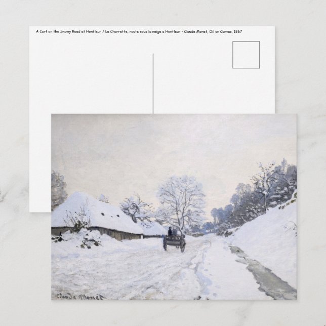 Claude Monet - Cart on the Snowy Road at Honfleur Postcard (Front/Back)