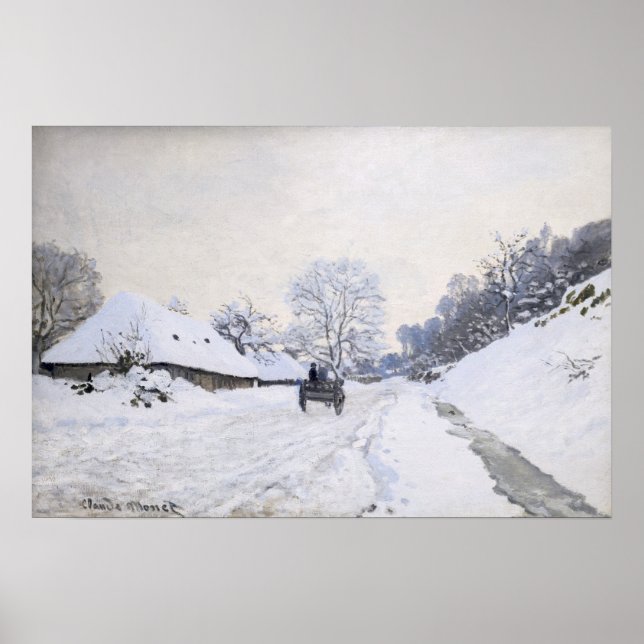 Claude Monet - Cart on the Snowy Road at Honfleur Poster (Front)