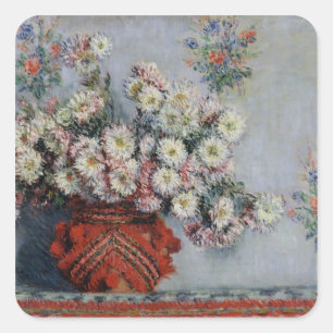 Claude Monet   Chrysanthemums, 1878 Square Sticker