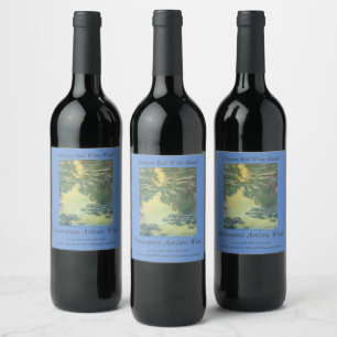 Claude Monet Classic Painting, Waterlilies (1907) Wine Label