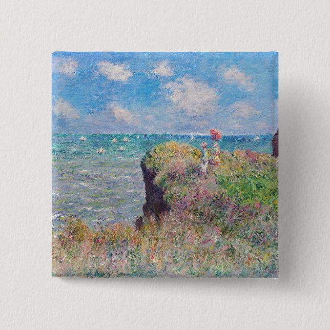 Claude Monet - Cliff Walk at Pourville 15 Cm Square Badge (Front)