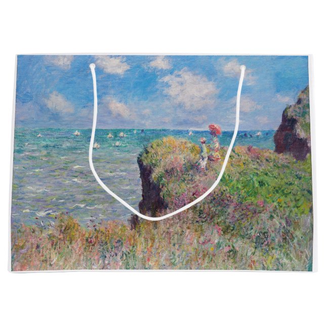 Claude Monet - Cliff Walk at Pourville Large Gift Bag (Front)