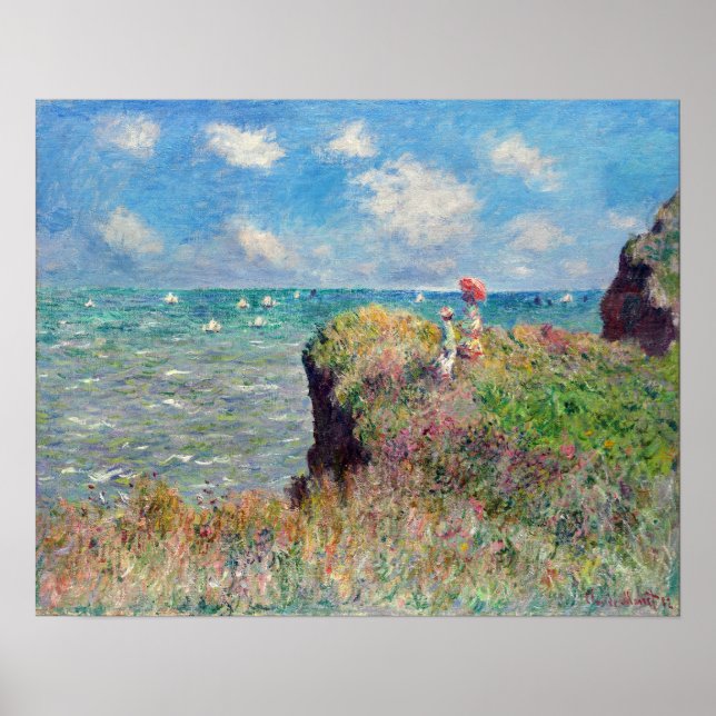 Claude Monet Cliff Walk at Pourville Poster (Front)