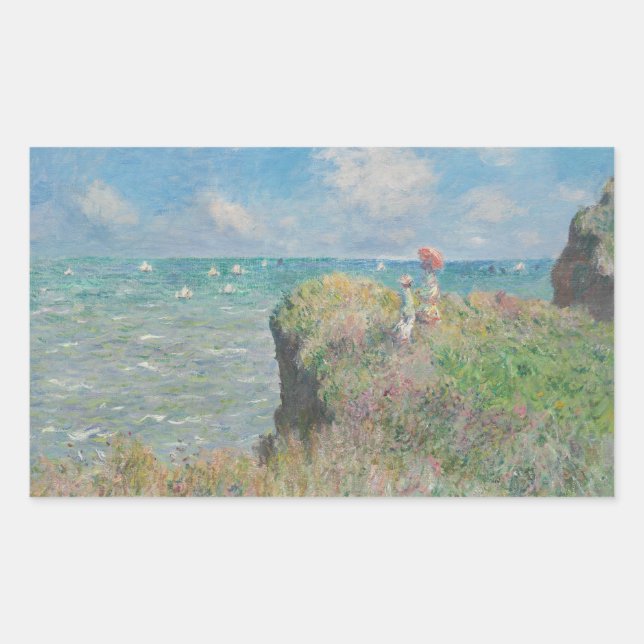 Claude Monet - Cliff Walk at Pourville Rectangular Sticker (Front)