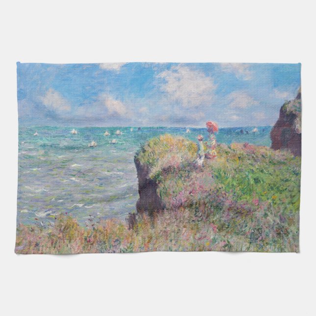 Claude Monet - Cliff Walk at Pourville Tea Towel (Horizontal)