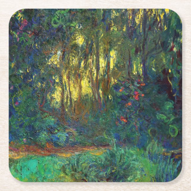 Claude Monet - Corner of a Pond with Waterlilies Square Paper Coaster (Front)