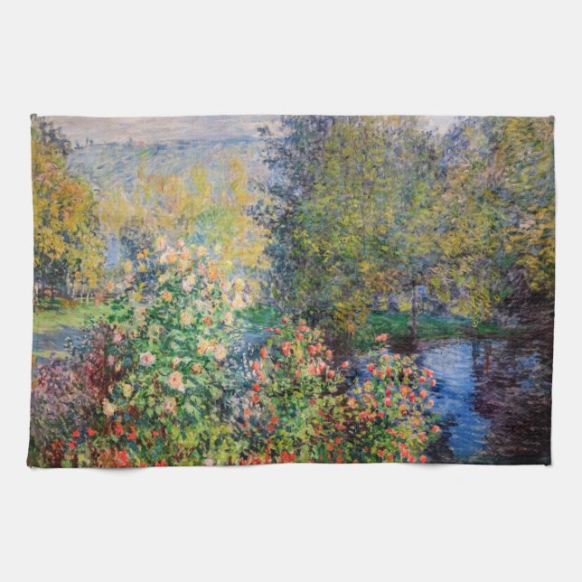 Claude Monet - Corner of the Garden at Montgeron Tea Towel (Horizontal)