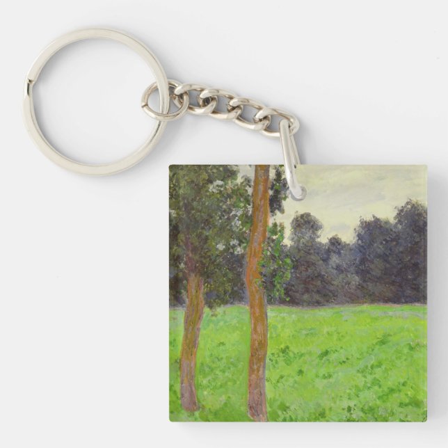Claude Monet | Deux Arbres dans la Prairie Key Ring (Front)