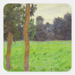 Claude Monet   Deux Arbres dans la Prairie Square Sticker