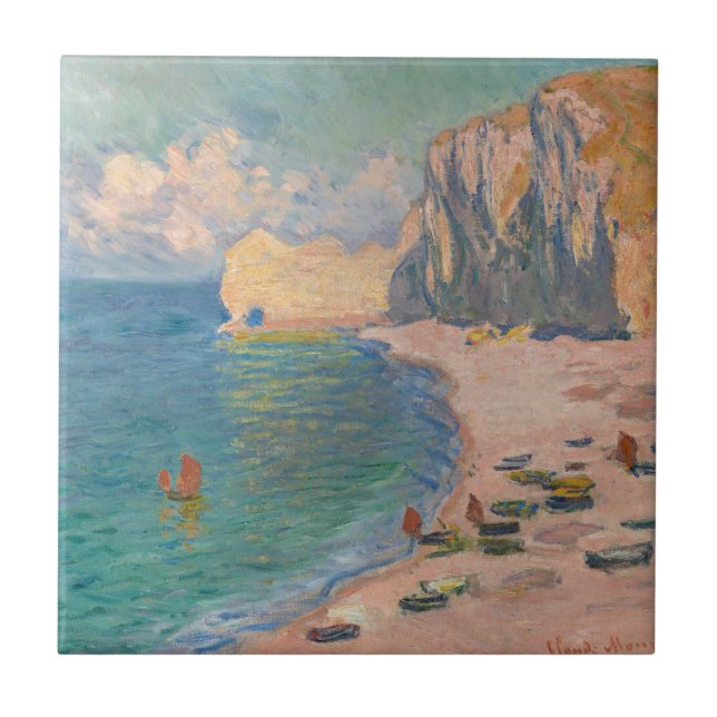 Claude Monet - Etretat: Beach and Falaise d'Amont Ceramic Tile (Front)