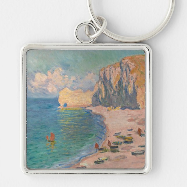 Claude Monet - Etretat: Beach and Falaise d'Amont Key Ring (Front)