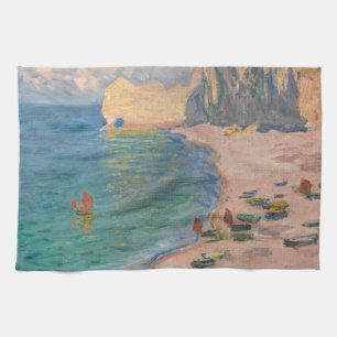 Claude Monet - Etretat: Beach and Falaise d'Amont Tea Towel