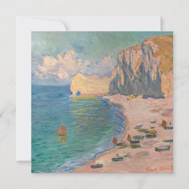 Claude Monet - Etretat: Beach and Falaise d'Amont Thank You Card (Front)