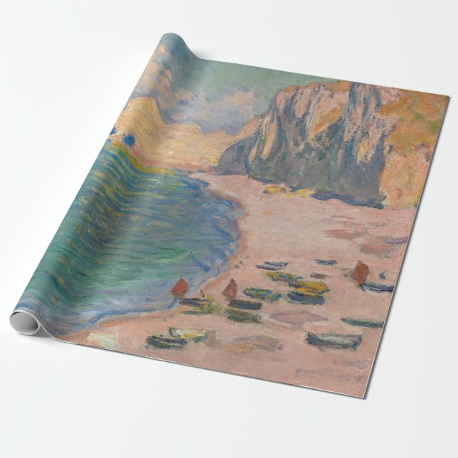 Claude Monet - Etretat: Beach and Falaise d'Amont Wrapping Paper (Unrolled)