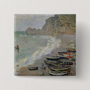 Claude Monet Etretat, beach and Porte d'Amont 15 Cm Square Badge