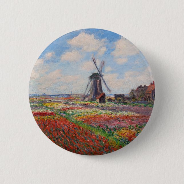 Claude Monet - Field of Tulips in Holland 6 Cm Round Badge (Front)