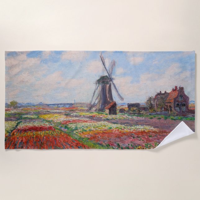 Claude Monet - Field of Tulips in Holland Beach Towel (Front)