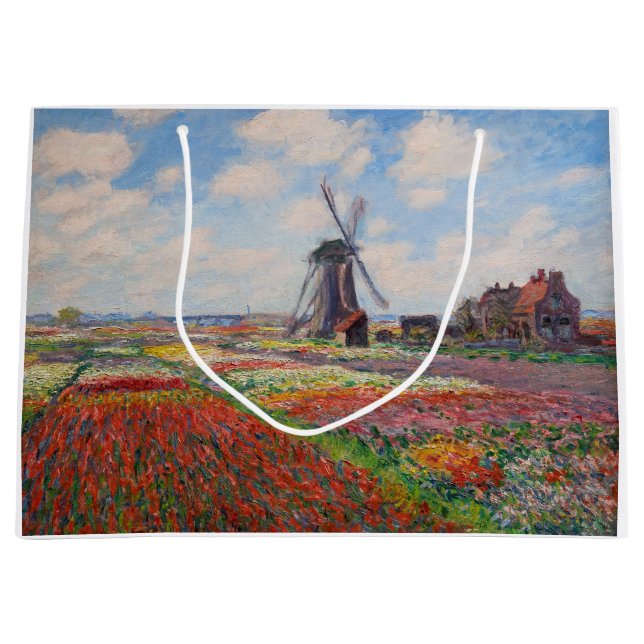 Claude Monet - Field of Tulips in Holland Large Gift Bag (Front)