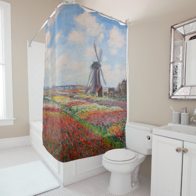 Claude Monet - Field of Tulips in Holland Shower Curtain (In Situ)