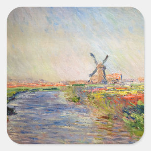 Claude Monet - Field of Tulips in Holland Square Sticker