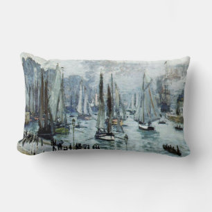 Claude Monet Fishing Boats Leaving the Harbor  Lumbar Cushion