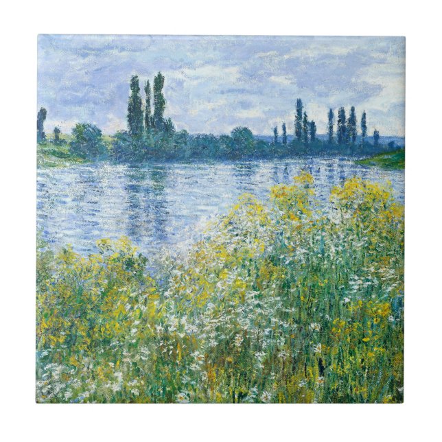 Claude Monet - Flowers on the Banks Ceramic Tile (Front)