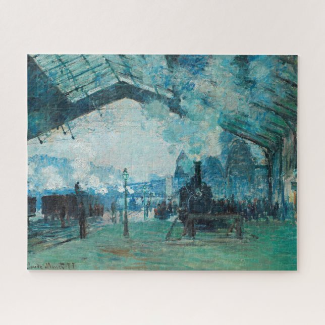 Claude Monet French Train Railroad Travel Art Jigsaw Puzzle (Horizontal)