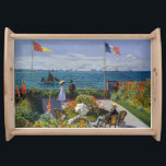 Claude Monet - Garden at Sainte-Adresse Serving Tray<br><div class="desc">Garden at Sainte-Adresse / Terrace at Sainte-Adresse - Claude Monet,  Oil on Canvas,  1867</div>