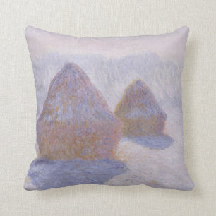 Claude Monet   Haystacks Effect of Snow and Sun Cushion