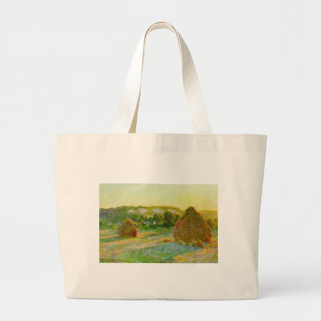 Claude Monet // Haystacks Large Tote Bag (Front)