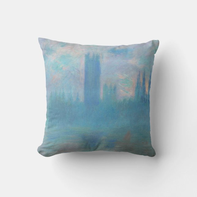 Claude Monet. Houses of Parliament London. Blue Cushion (Front)