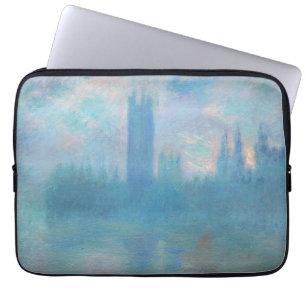 Claude Monet Houses of Parliament London. Blue Laptop Sleeve