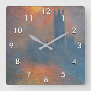 Claude Monet - Houses of Parliament London Square Wall Clock
