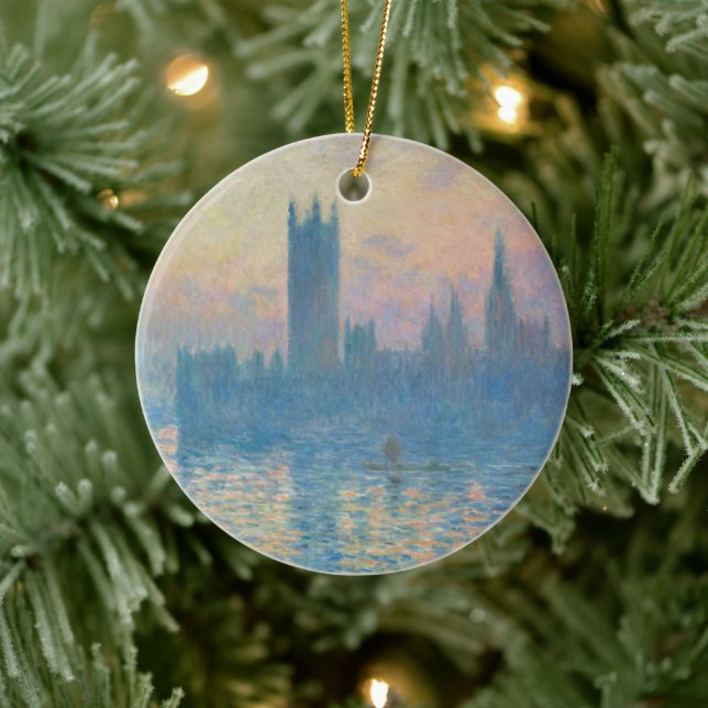 Claude Monet Houses of Parliament Sunset Ceramic Ornament (Tree)