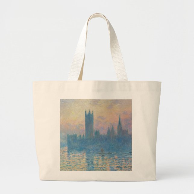 Claude Monet Houses of Parliament Sunset Large Tote Bag (Front)