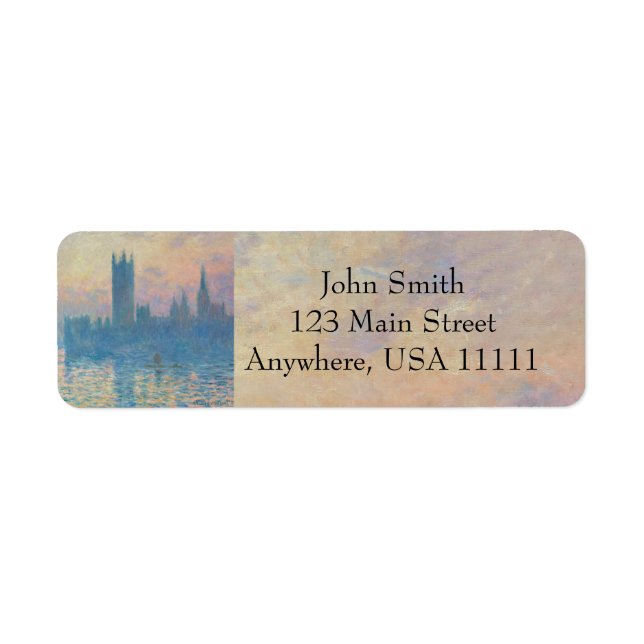 Claude Monet Houses of Parliament Sunset Return Address Label (Front)