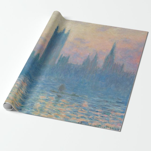 Claude Monet Houses of Parliament Sunset Wrapping Paper (Unrolled)