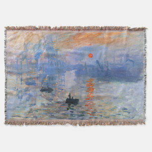 Claude Monet Impression Sunrise 1872 Harbour Art Throw Blanket
